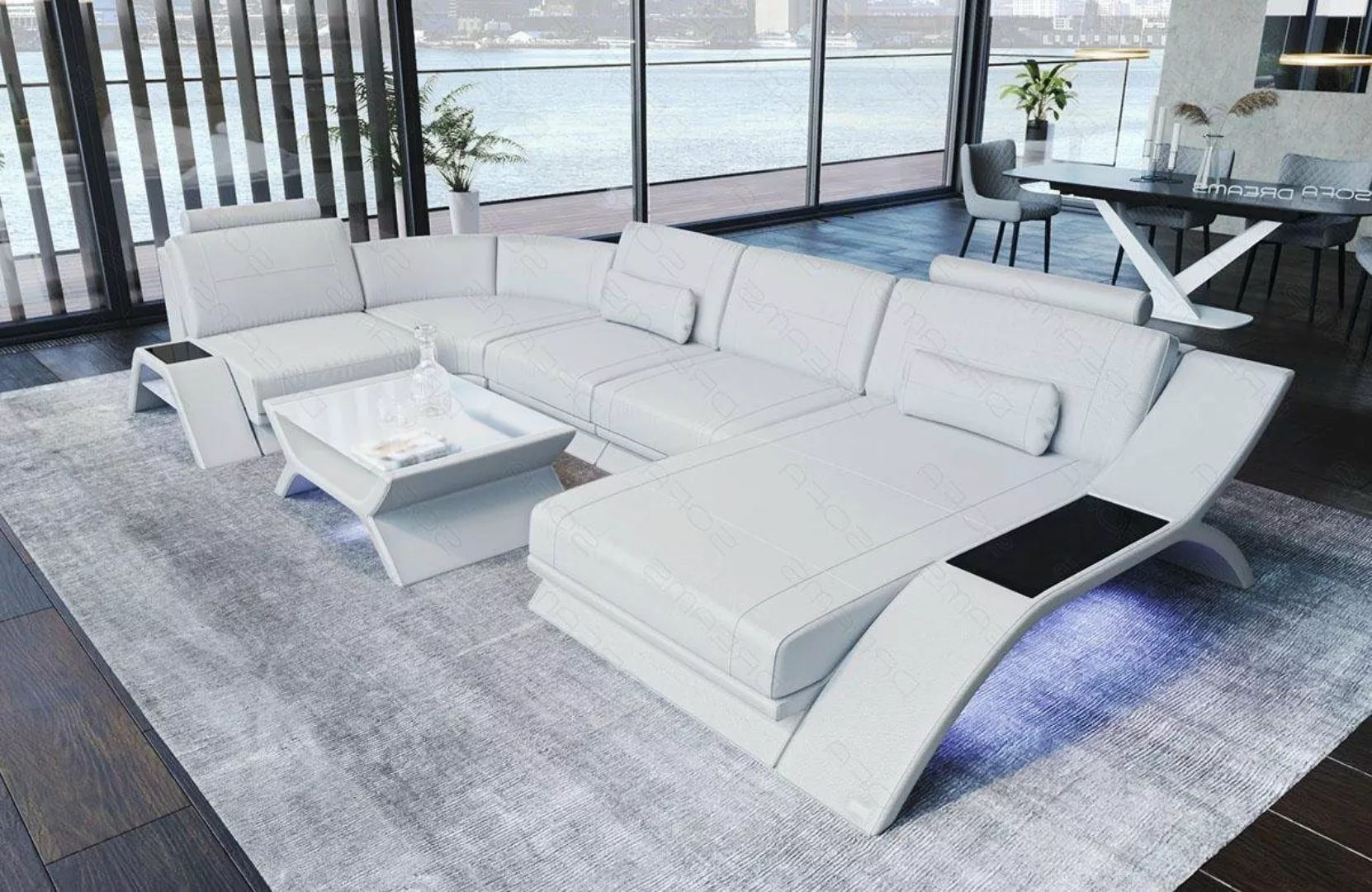 Sofa Dreams Wohnlandschaft Sofa Leder Calabria U Form Ledersofa, Couch, mit günstig online kaufen