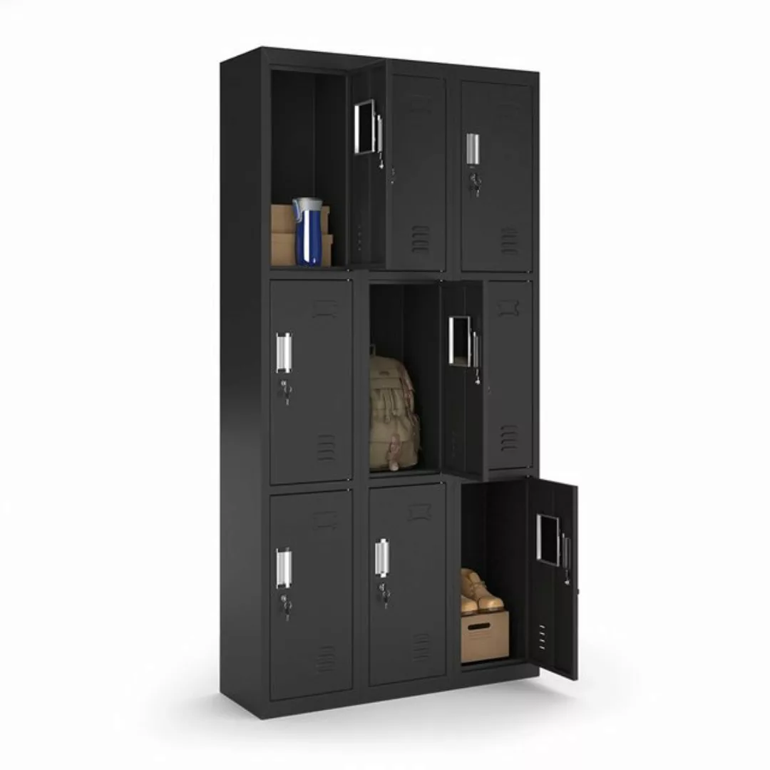 Vicco Aktenschrank, Schwarz, 90 x 180 cm 9 Fächer günstig online kaufen