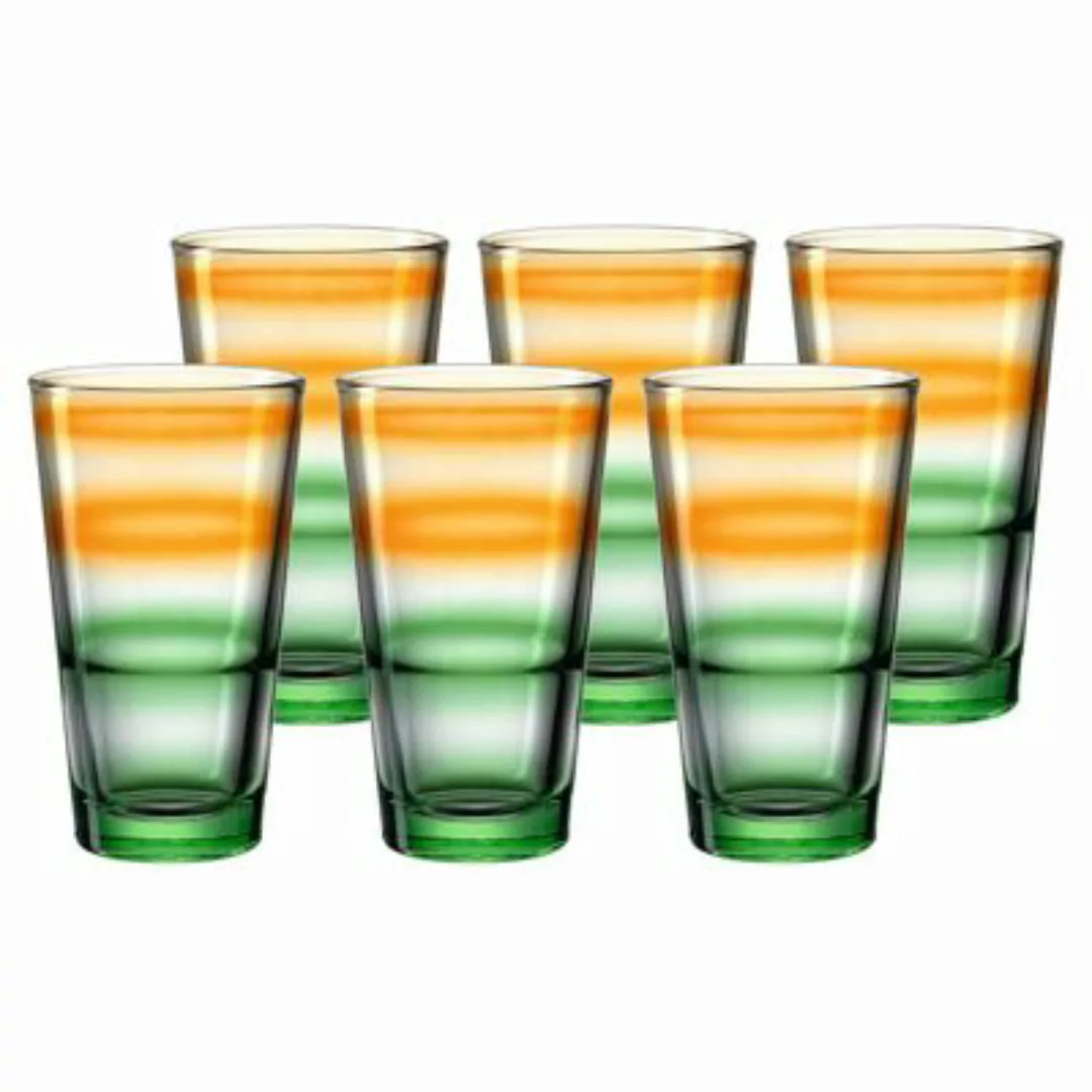LEONARDO EVENT Trinkglas orange-grün gestreift 330ml 6er Set Trinkgläser bu günstig online kaufen