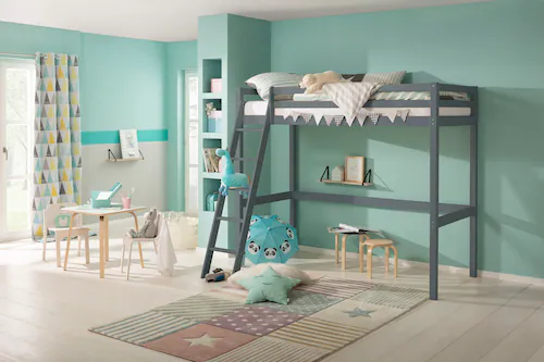 Lüttenhütt Kinderbett "Alpi", Kiefernholz, Inklusive Leiter und Lattenrost, günstig online kaufen