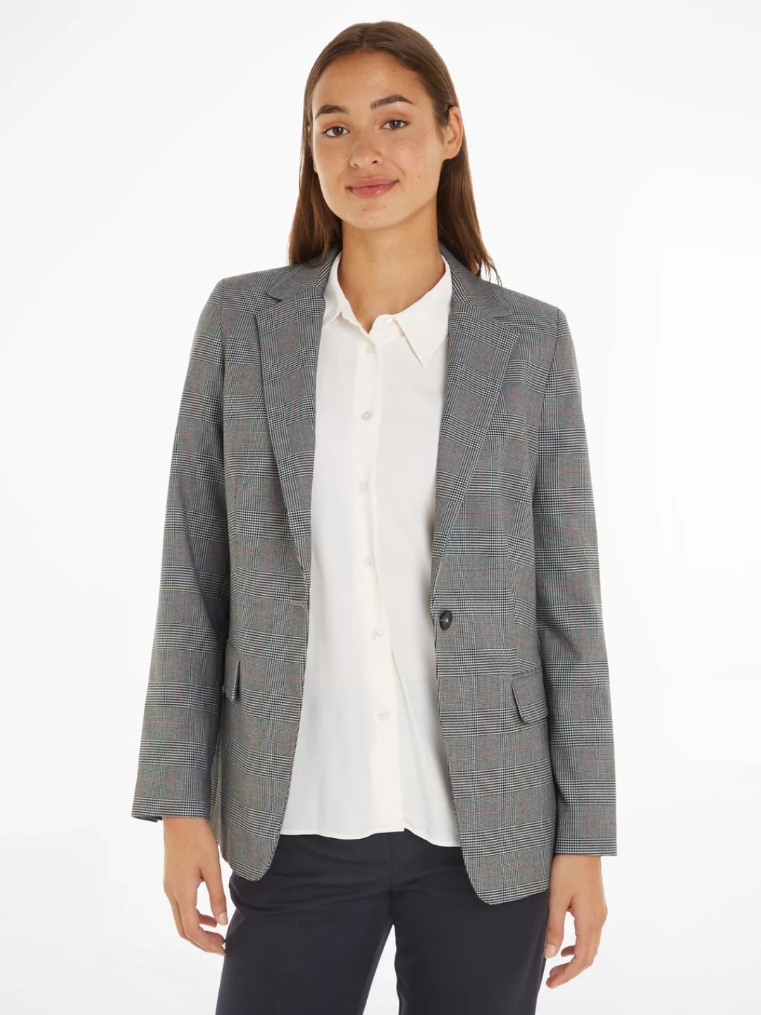 Tommy Hilfiger Kurzblazer POW CHECK REGULAR BLAZER (Global Serie TH WOMEN) günstig online kaufen