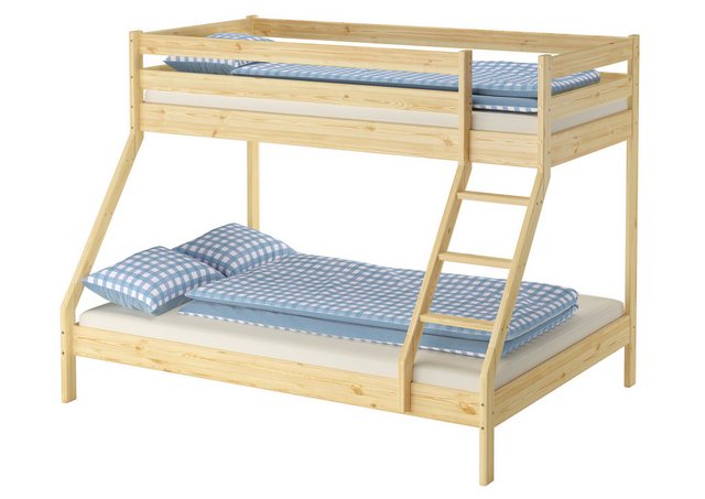 ERST-HOLZ Etagenbett Doppel-Etagenbett 90x200 u. 140/200 Kiefer natur - Zub günstig online kaufen