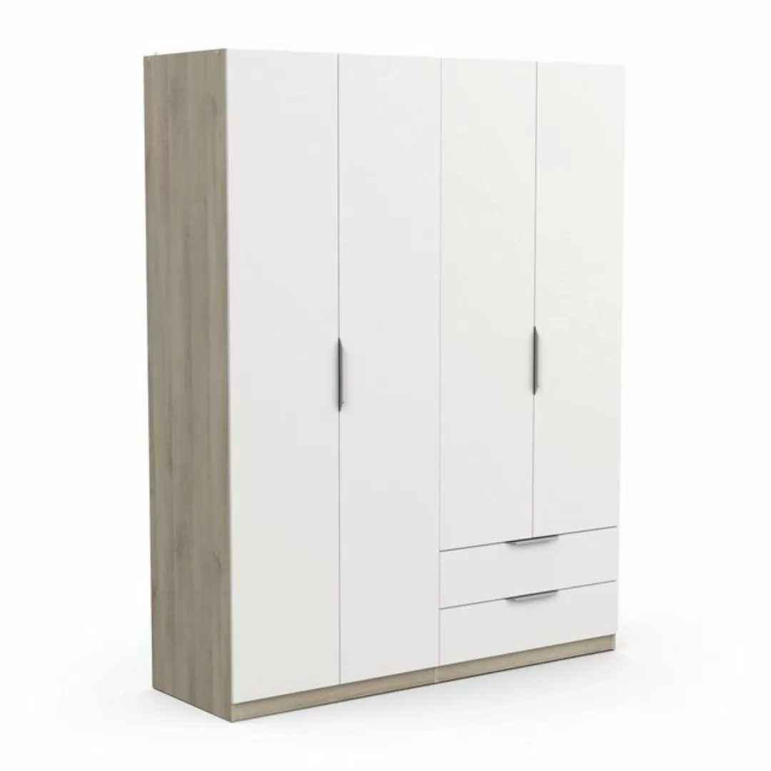 PREISBRECHER Drehtürenschrank GHOST in Matt weiß - 157,3x203x51,1cm (BxHxT) günstig online kaufen