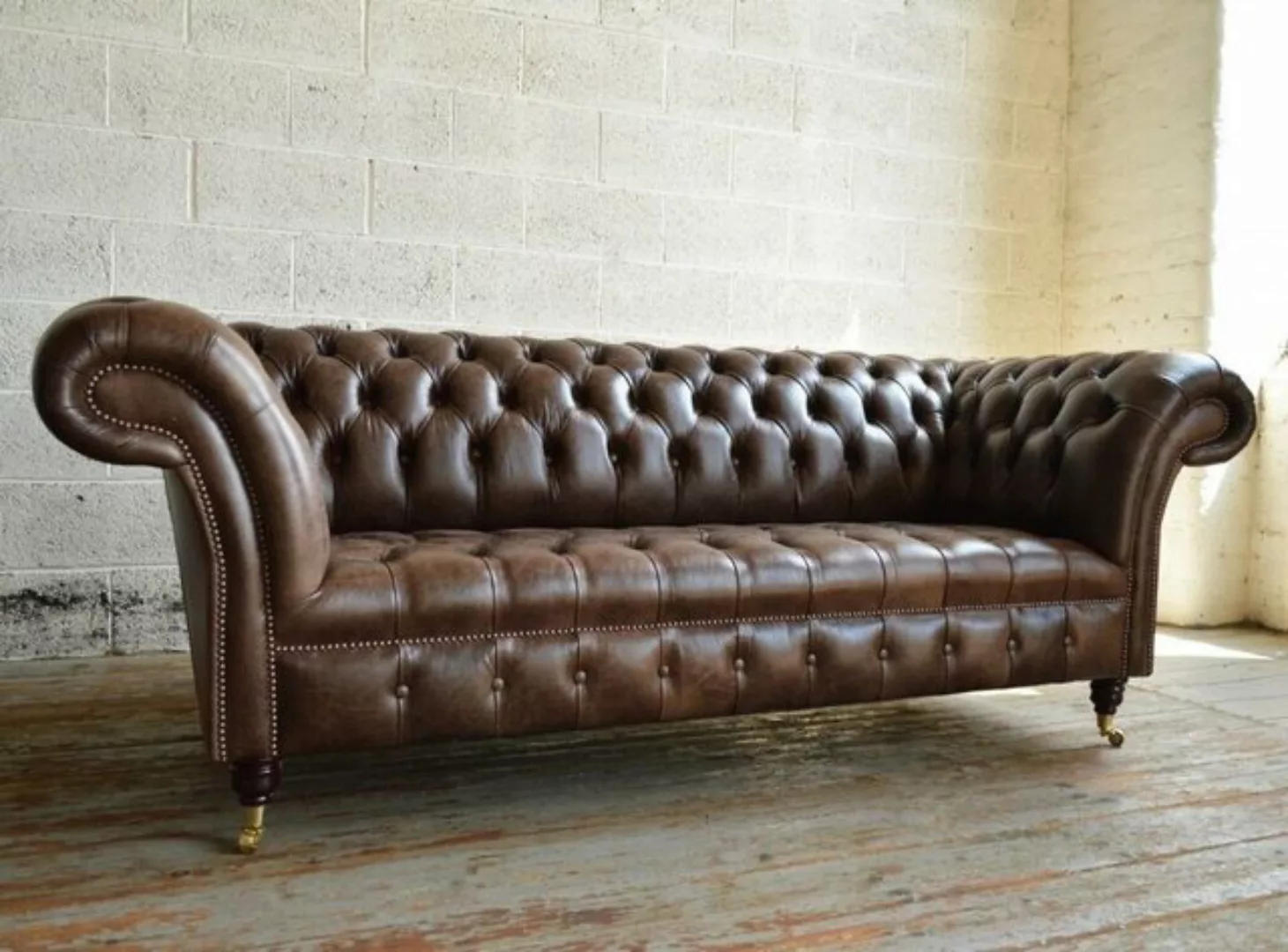 JVmoebel Chesterfield-Sofa Chesterfield Polster Sofas Klassischer Leder 3 S günstig online kaufen