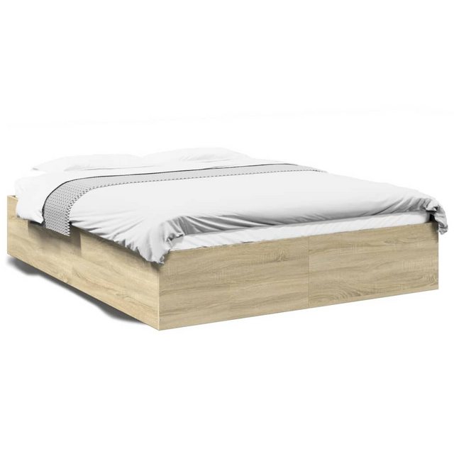 vidaXL Bett Bettgestell Sonoma-Eiche 150x200 cm Holzwerkstoff günstig online kaufen