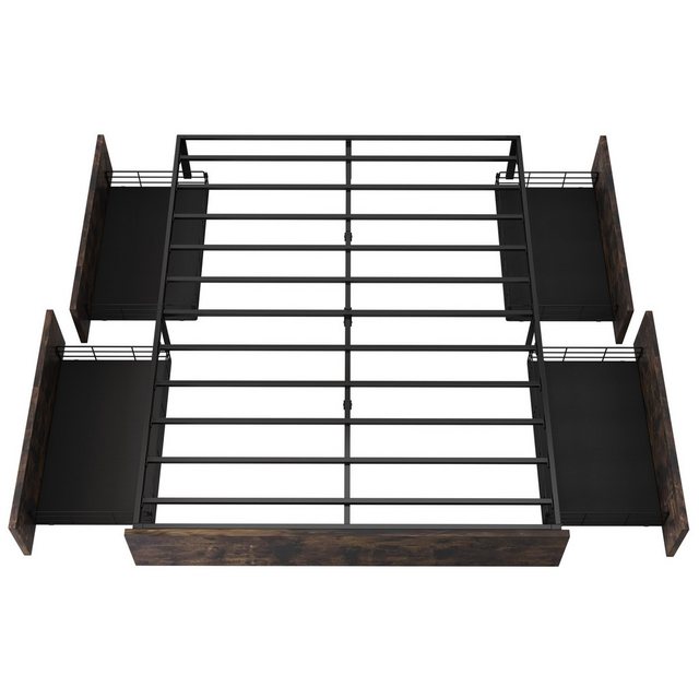 IDEASY Metallbett 140x200 cm, Doppelbett mit Vier Schubladen (Eisenbett Kei günstig online kaufen