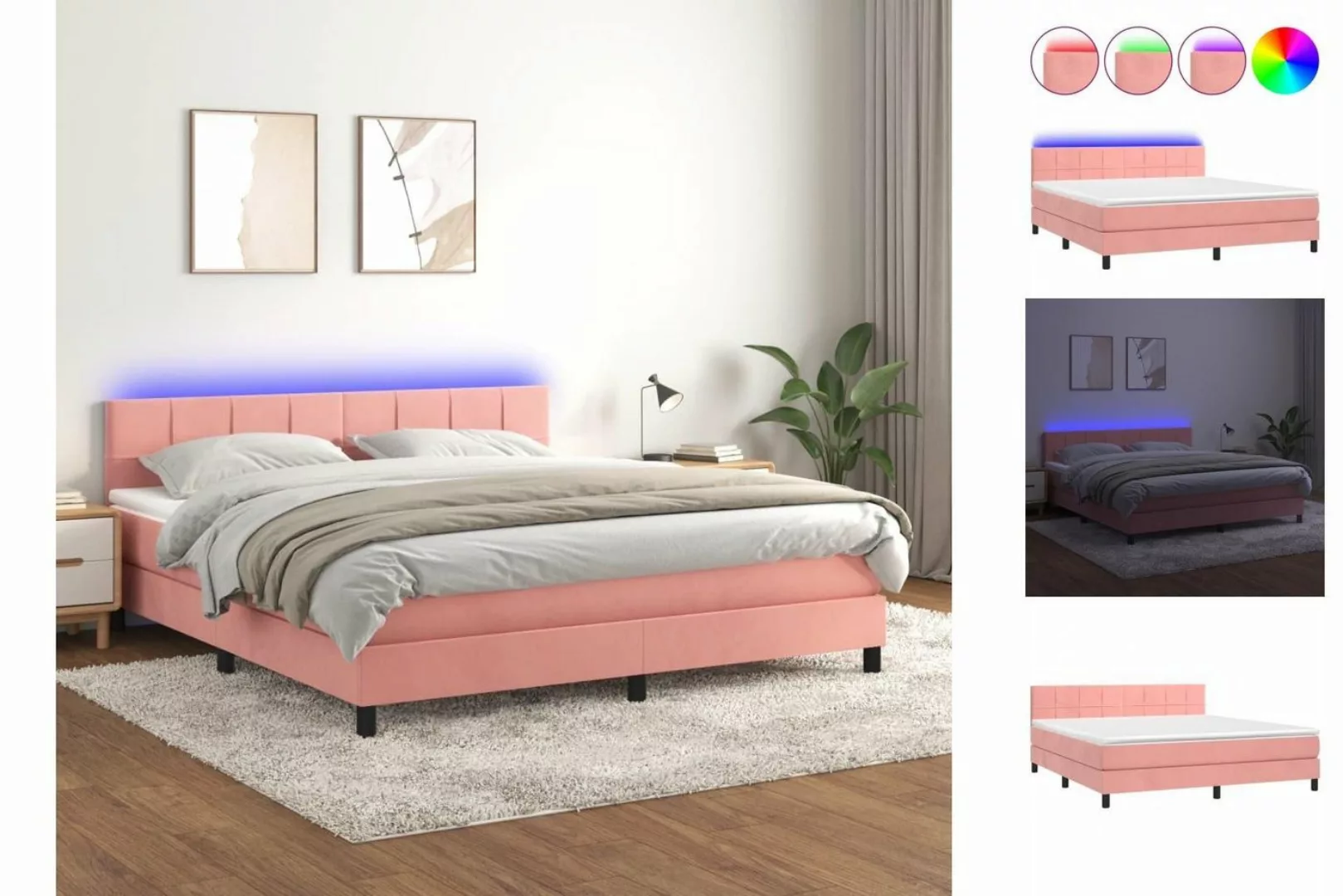 vidaXL Boxspringbett Bett Boxspringbett mit Matratze & LED Samt (160 x 200 günstig online kaufen