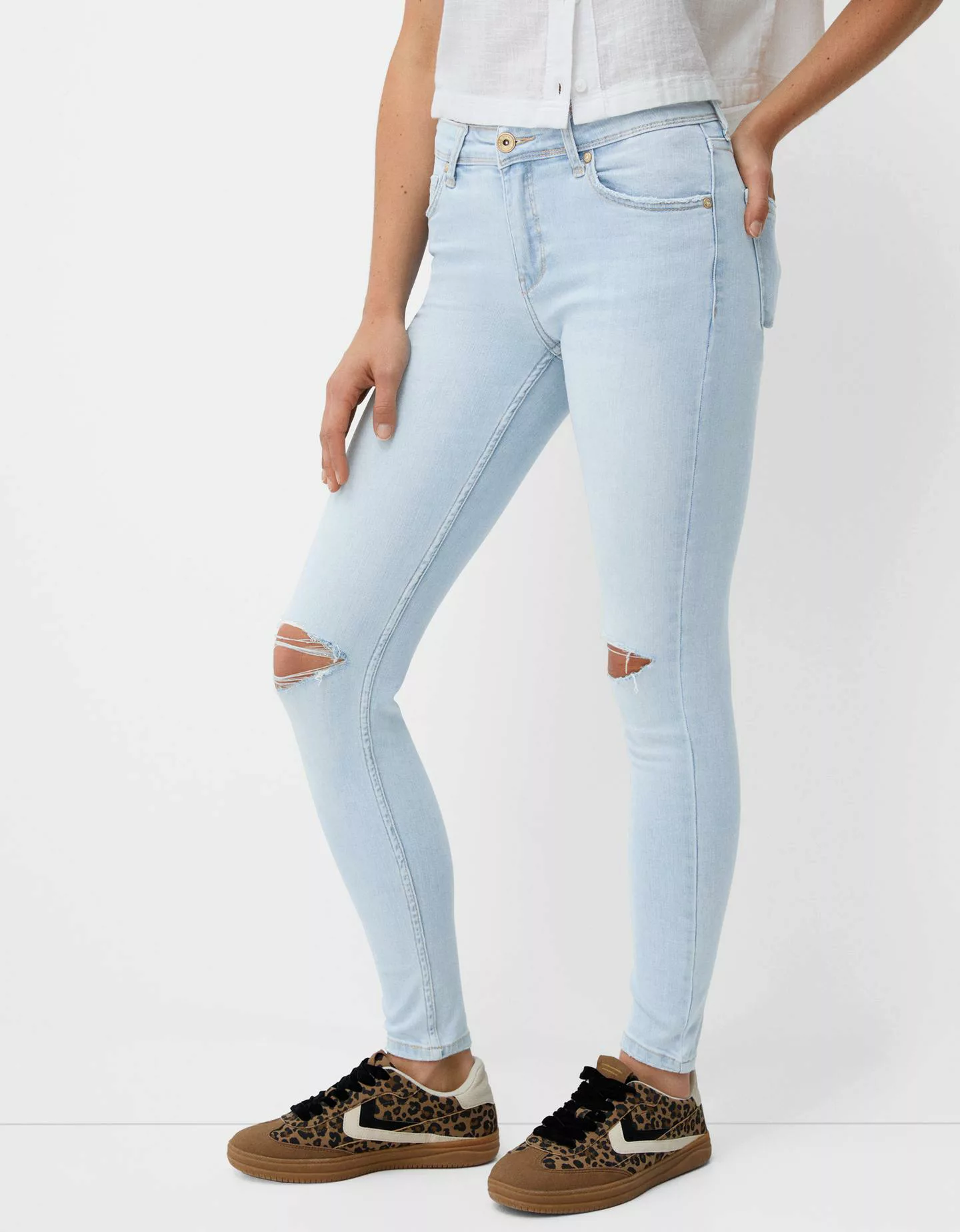 Bershka Skinny-Jeans Mit Tiefem Bund Damen 36 Hellblau günstig online kaufen