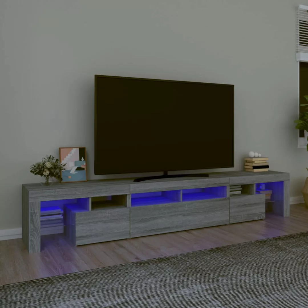 vidaXL TV-Schrank TV-Schrank mit LED-Leuchten Grau Sonoma 230x36,5x40 cm Lo günstig online kaufen