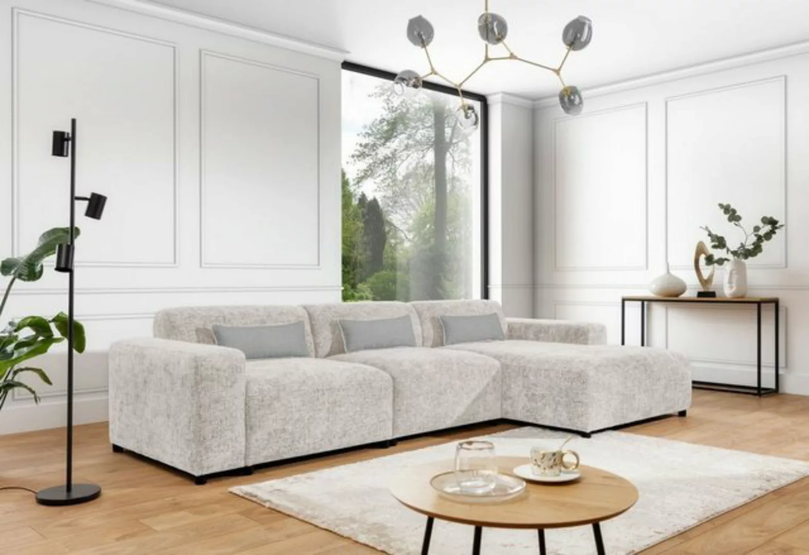 Luxusbetten24 Sofa Designer Sofa Napoli Maxi, mit geflochtene Stoffstruktur günstig online kaufen