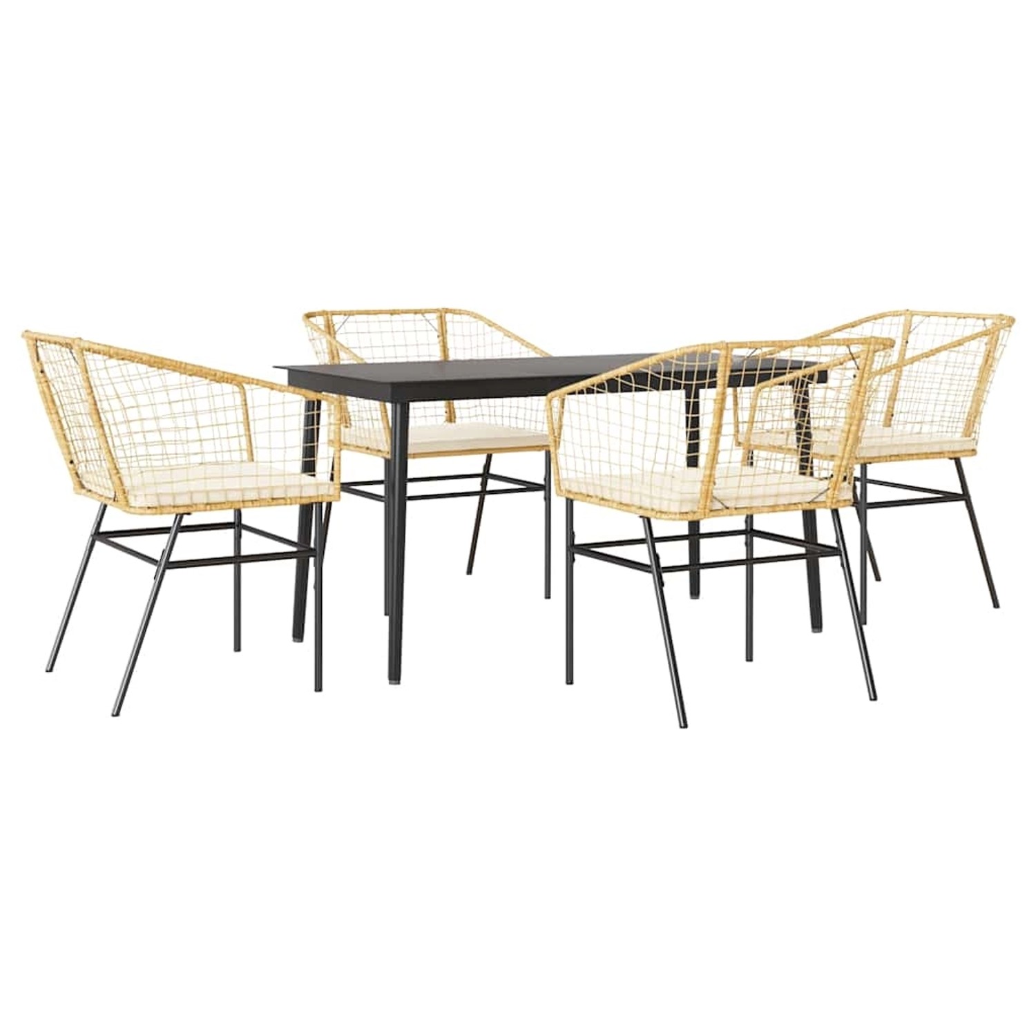vidaXL 5-Tlg Garten-Essgruppe mit Kissen Braun Poly Rattan Glas 3334508 günstig online kaufen