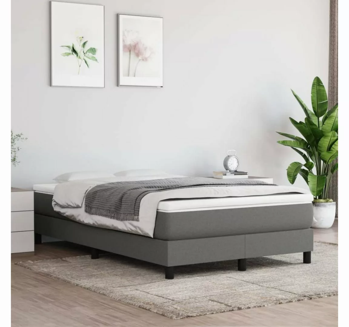 furnicato Bett Boxspringbett mit Matratze Dunkelgrau 120x200 cm Stoff günstig online kaufen