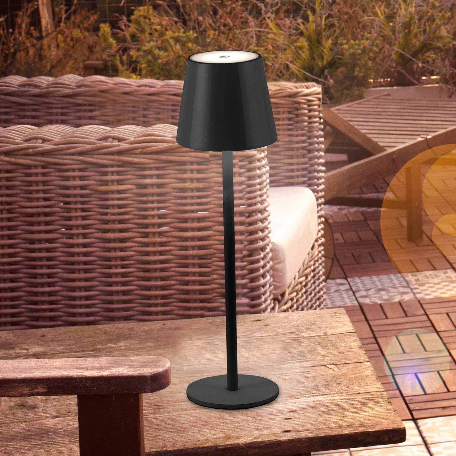 Just Light. LED-Akku-Tischleuchte Euria Schwarz 37 cm x Ø 110 günstig online kaufen