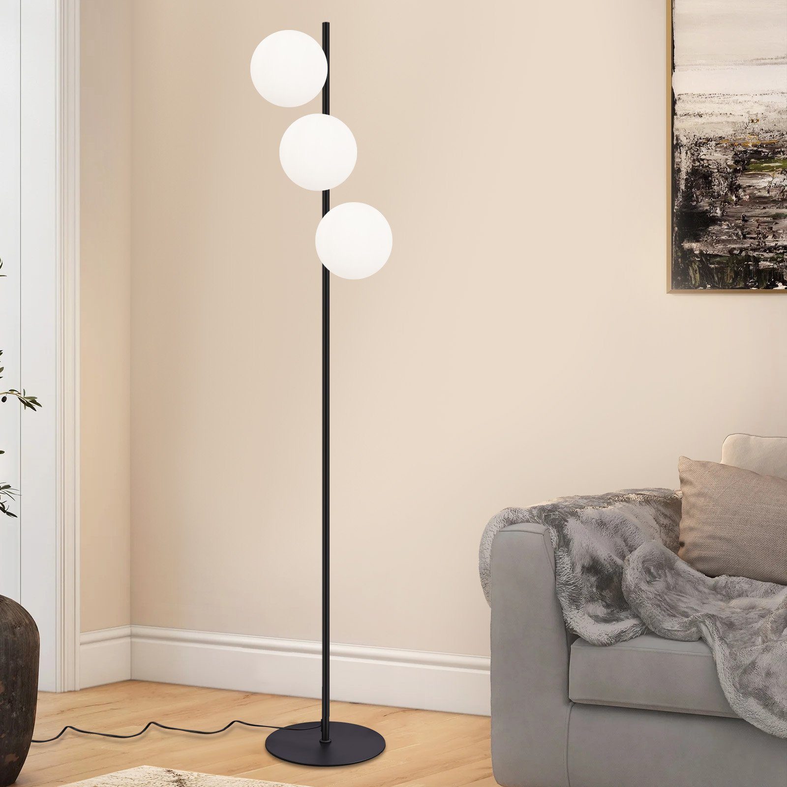 Nettlife Stehlampe Vintage Wohnzimmer Gold Glas günstig online kaufen