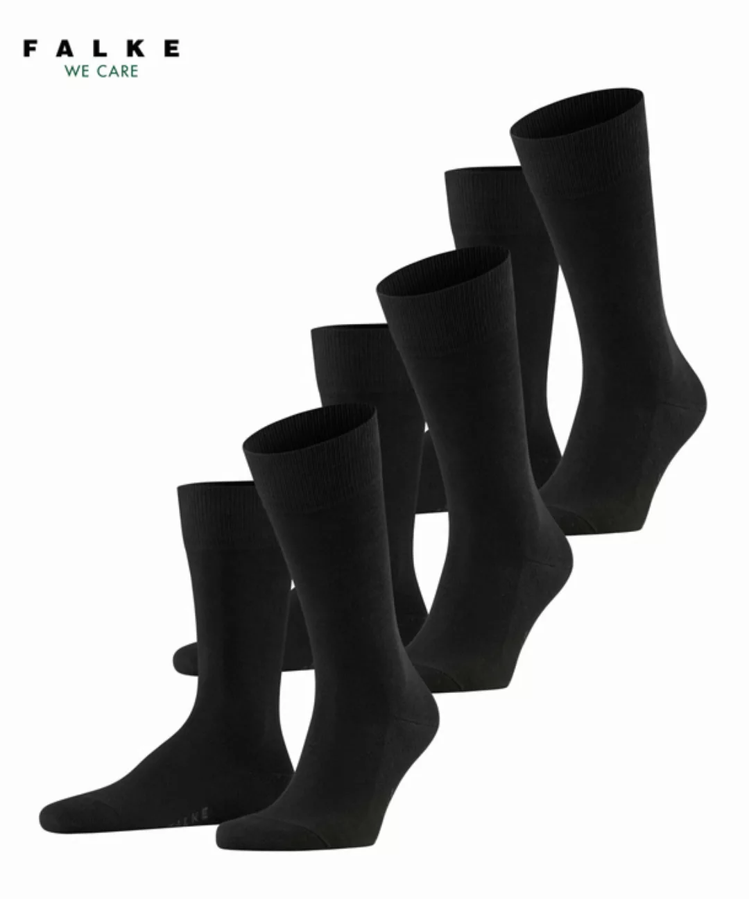 FALKE Family 3-Pack Herren Socken, 43-46, Schwarz, Uni, Baumwolle, 13097-30 günstig online kaufen