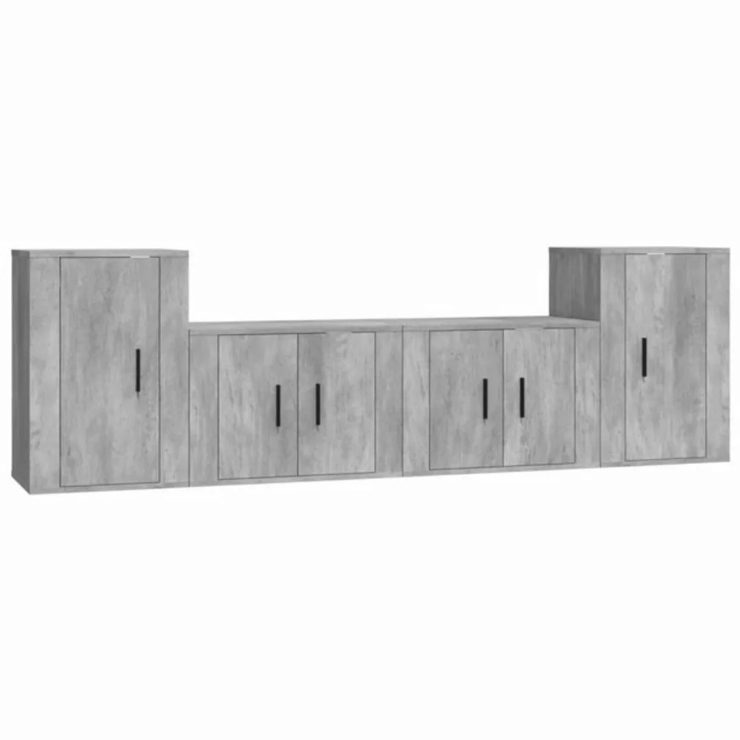 vidaXL TV-Schrank 4-tlg. TV-Schrank-Set Betongrau Holzwerkstoff (4-St) günstig online kaufen