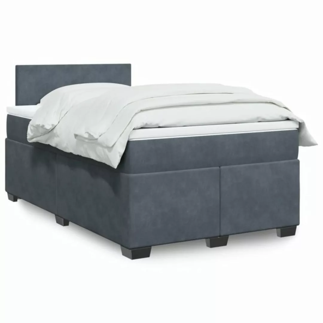 vidaXL Boxspringbett mit Matratze Dunkelgrau 120x200 cm Samt2099138 günstig online kaufen