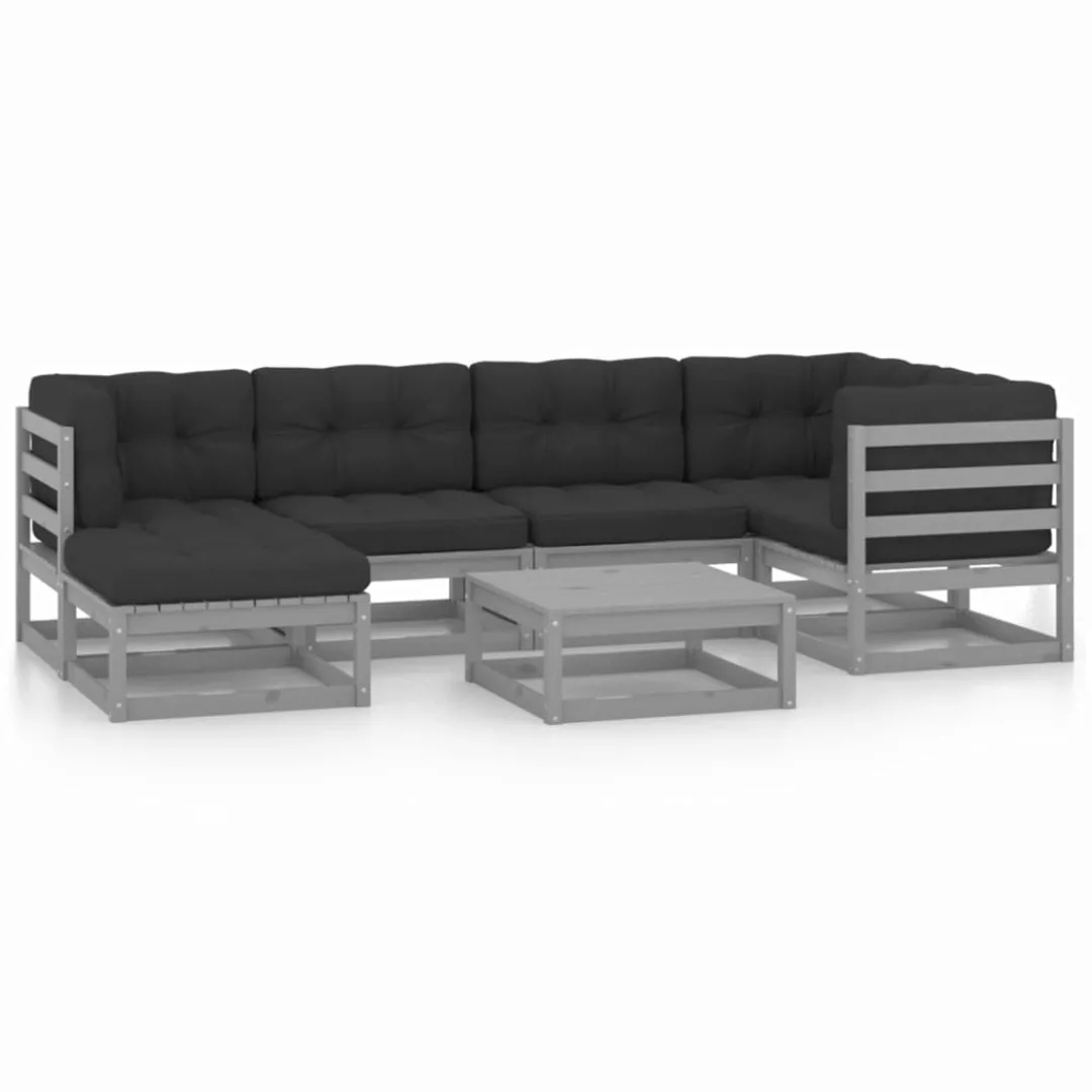 7-tlg. Garten-lounge-set Mit Kissen Kiefer Massivholz günstig online kaufen