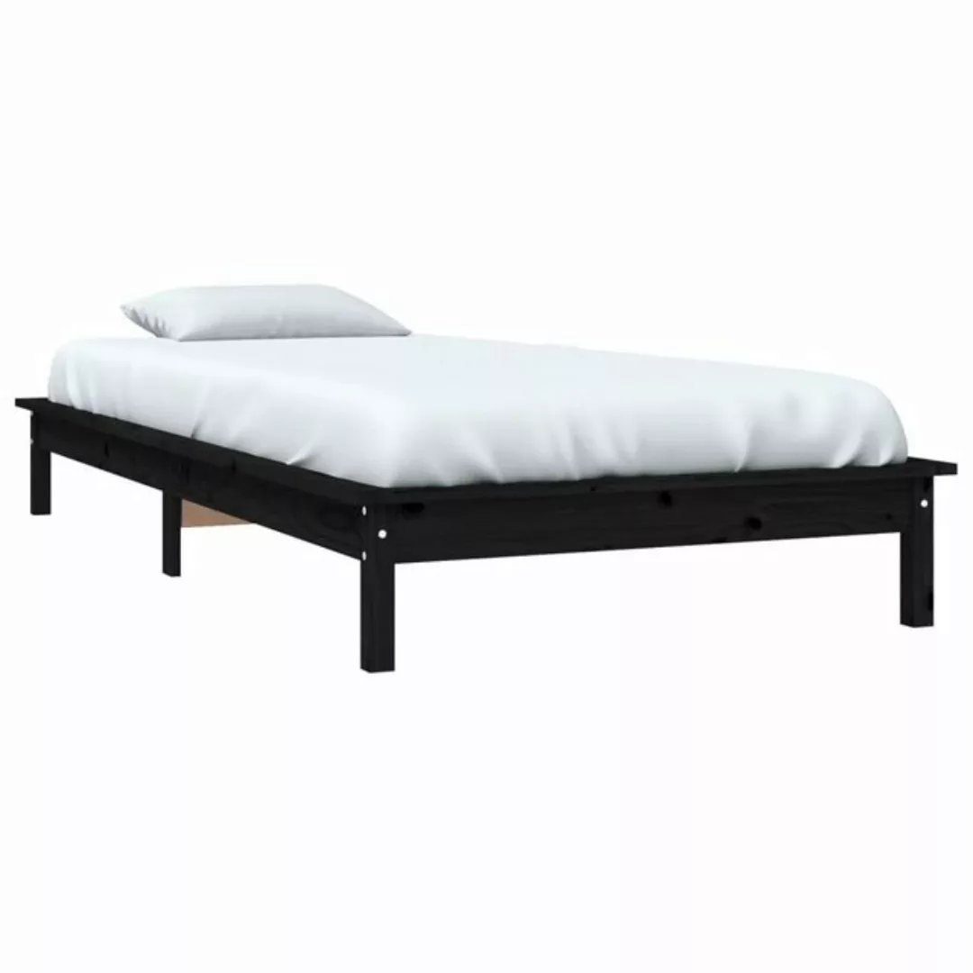 vidaXL Bett Massivholzbett Schwarz 75x190 cm Kiefer günstig online kaufen