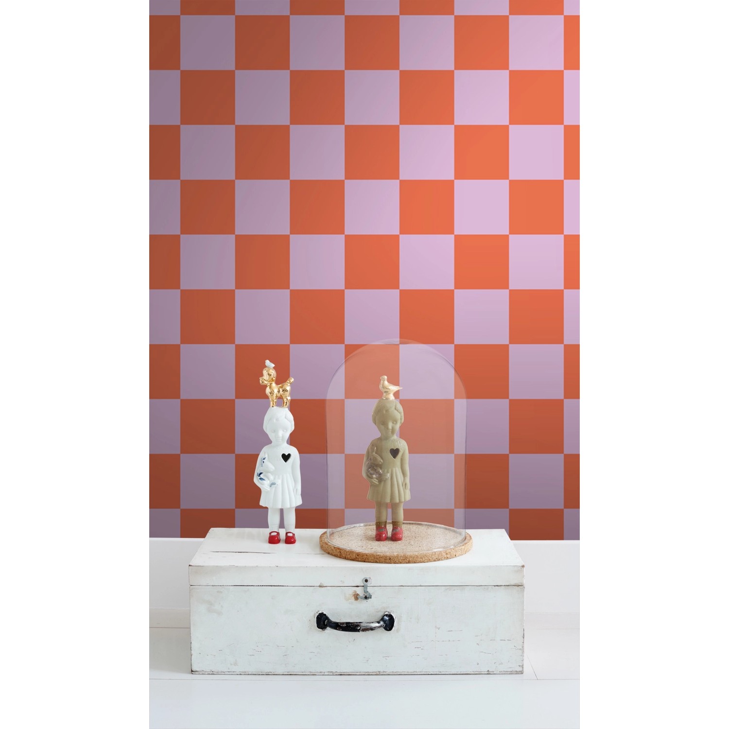 ESTAhome Tapete Karomuster Violett und Orange 50 x 900 cm 130914 günstig online kaufen