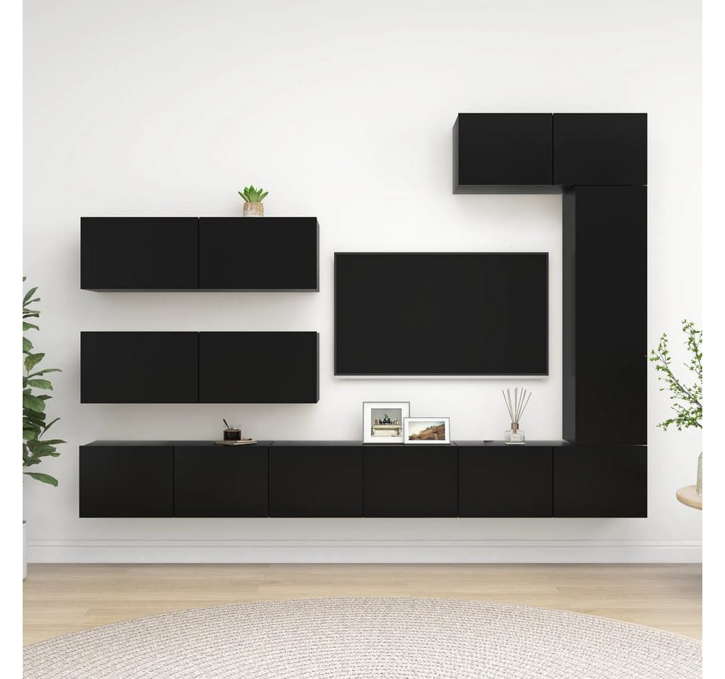 vidaXL TV-Schrank 7-tlg TV-Schrank-Set Schwarz Spanplatte günstig online kaufen