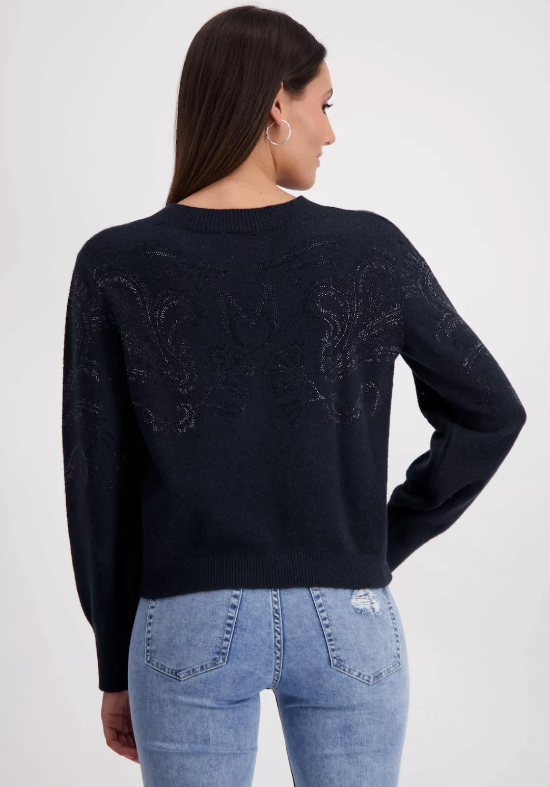 Monari V-Ausschnitt-Pullover, mit Glitzersteinchen günstig online kaufen