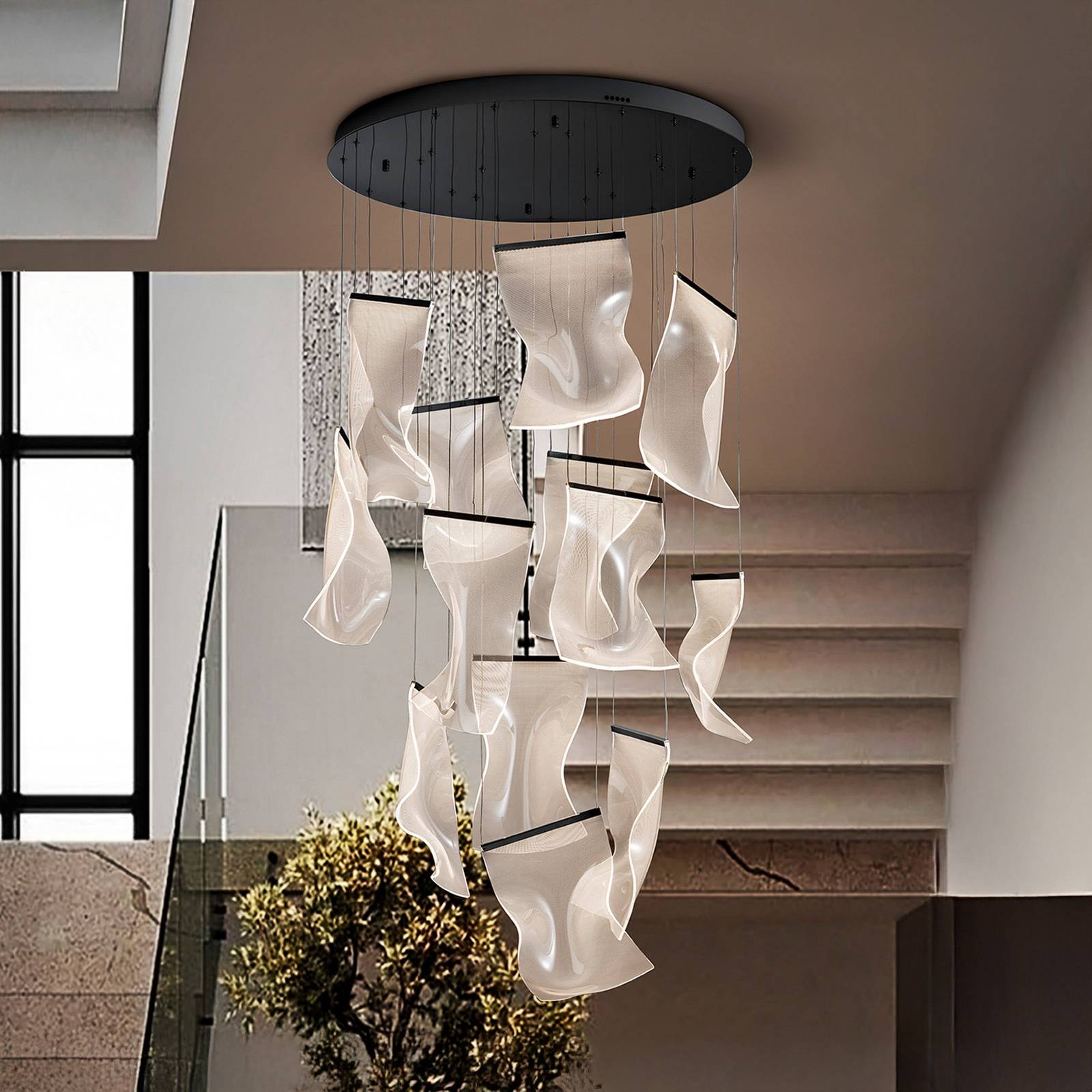LED-Hängeleuchte Velos II 13-fl., schwarz, dim, Kunststoff günstig online kaufen
