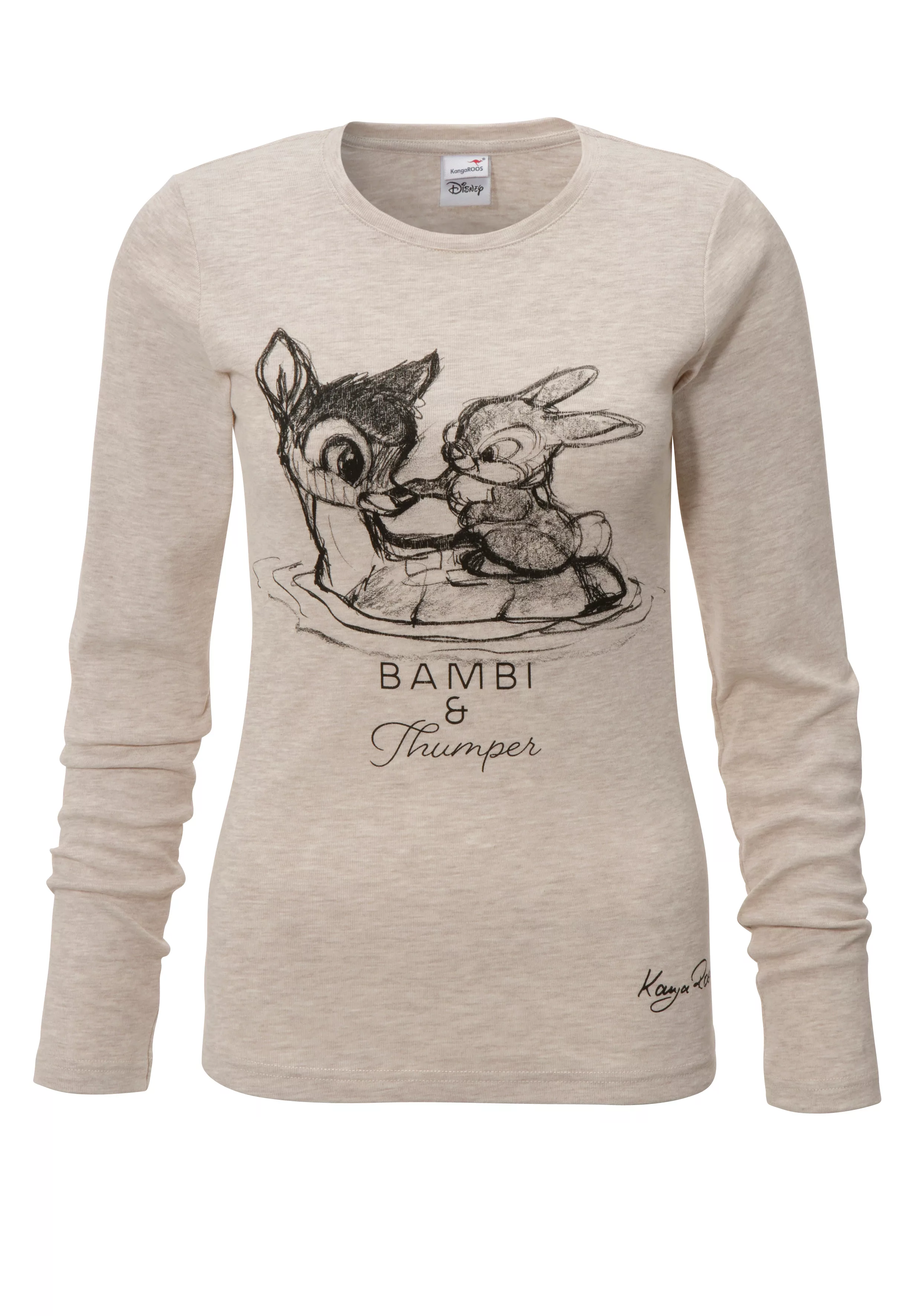 KangaROOS Langarmshirt Bambi & Klopfer Langarm, sehr figurbetont, unifarben günstig online kaufen