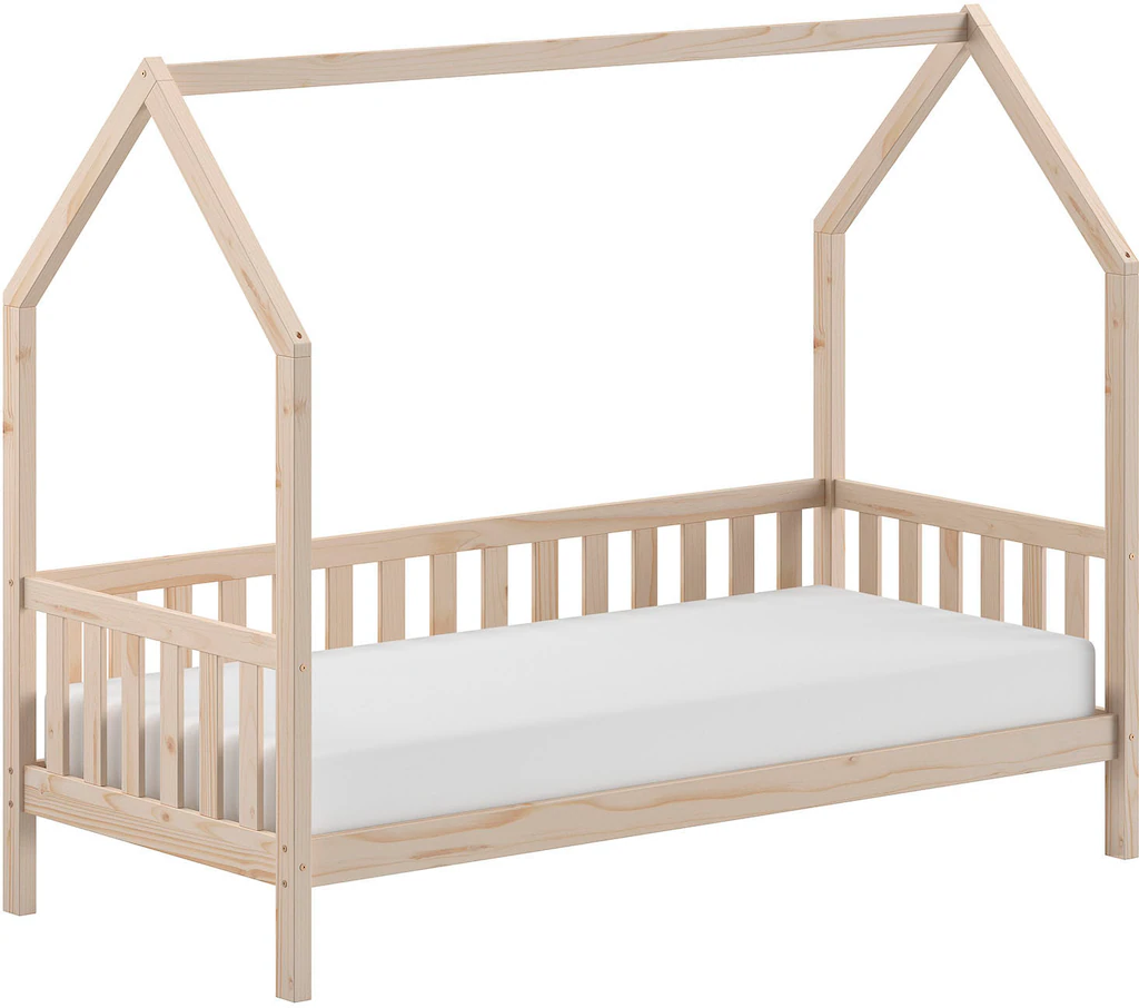 Vipack Hausbett "Cabane, mit Dachaufbau und Sprossenumrandung in Landhaus-O günstig online kaufen