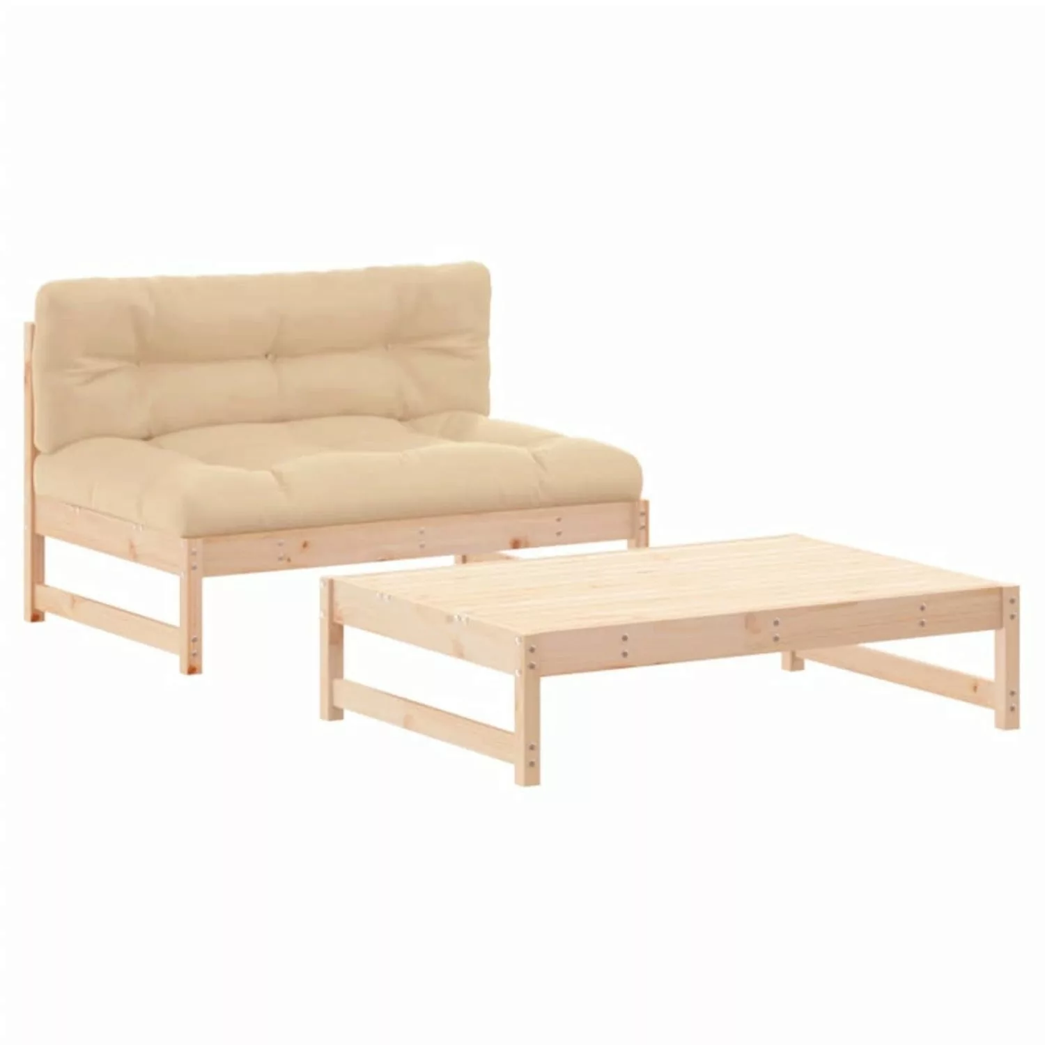 vidaXL 2-tlg Garten-Lounge-Set mit Kissen Massivholz Modell 1 günstig online kaufen