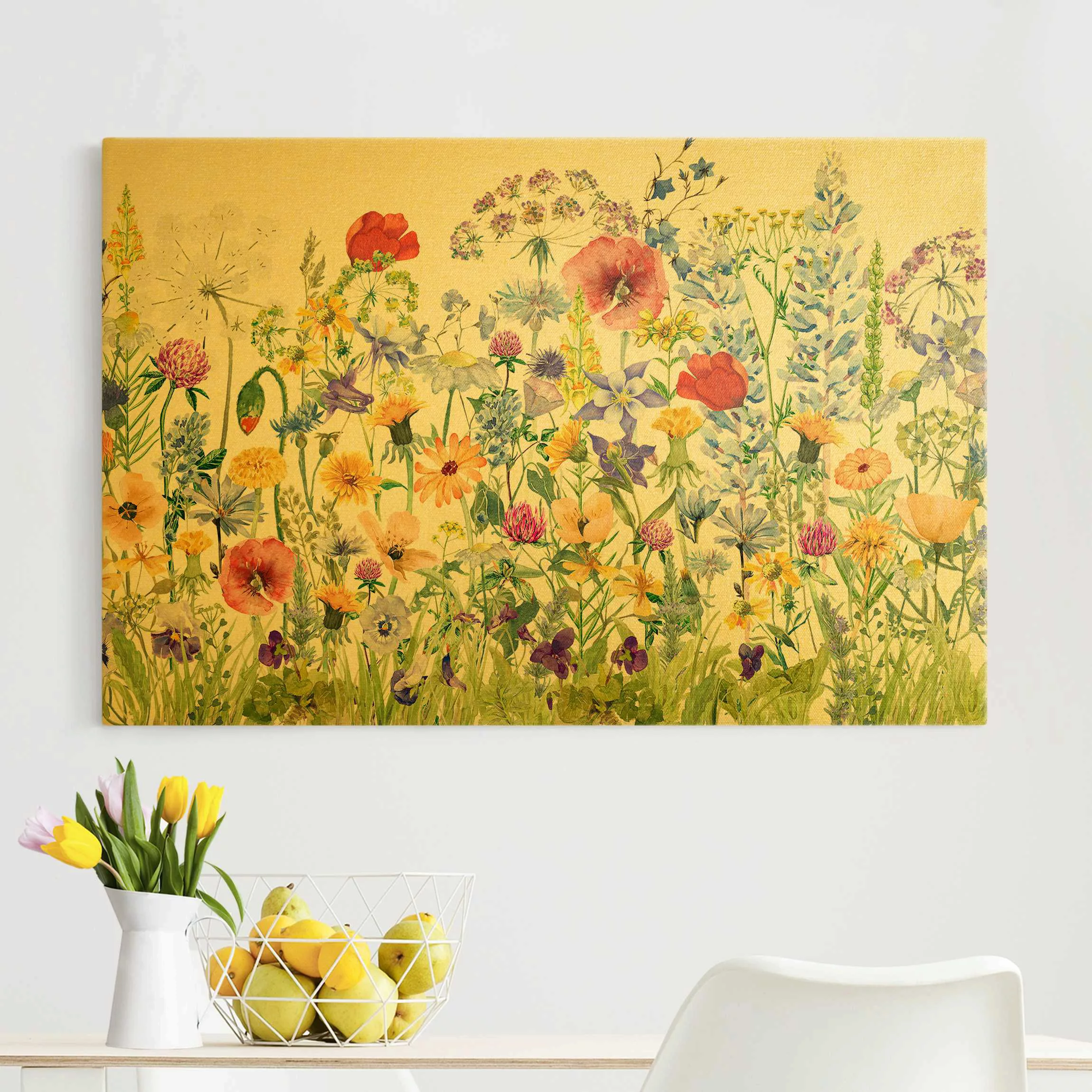 Leinwandbild Aquarellierte Blumenwiese günstig online kaufen