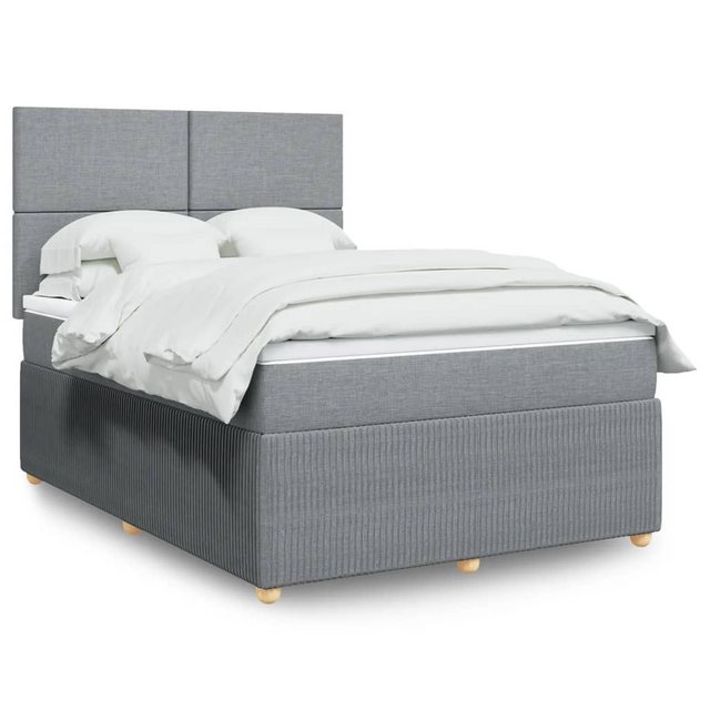 vidaXL Boxspringbett, Boxspringbett mit Matratze Hellgrau 160x200 cm Stoff günstig online kaufen