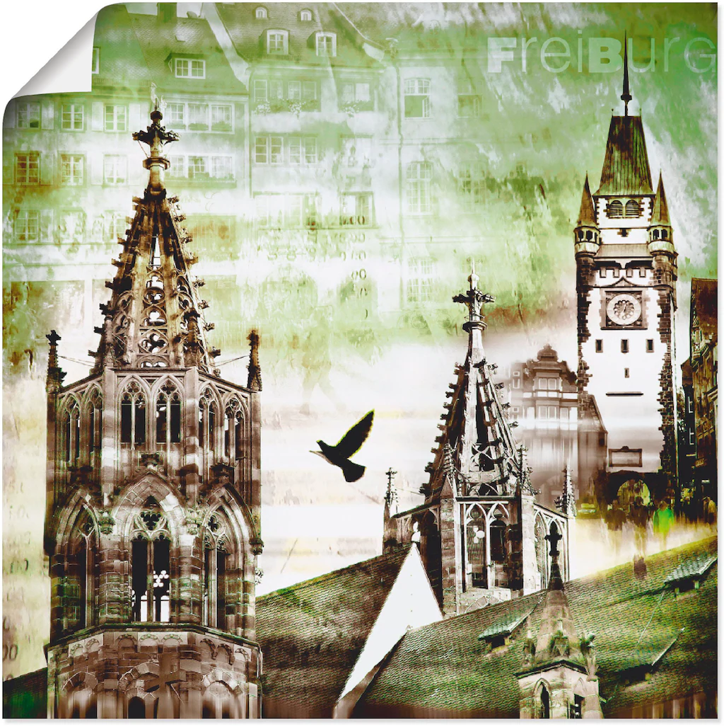 Artland Poster "Freiburg Skyline Abstrakte Collage", Architektonische Eleme günstig online kaufen