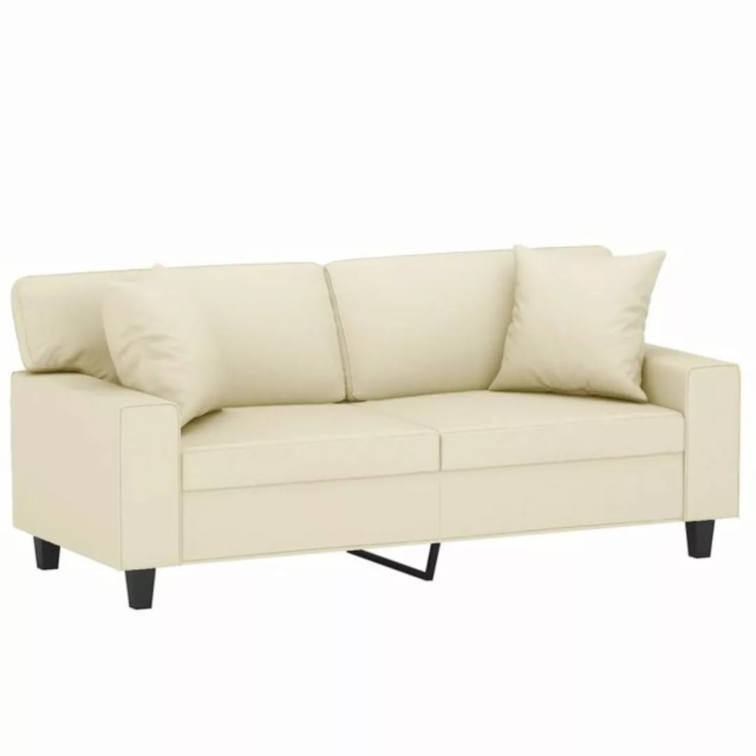 vidaXL Sofa 2-Sitzer-Sofa mit Zierkissen Creme 140 cm Kunstleder günstig online kaufen