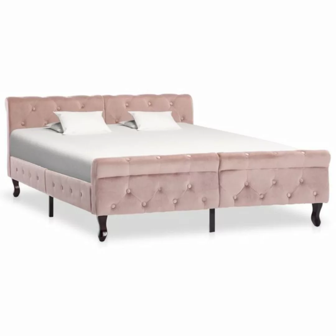 furnicato Bettgestell Rosa Samt 140x200 cm günstig online kaufen