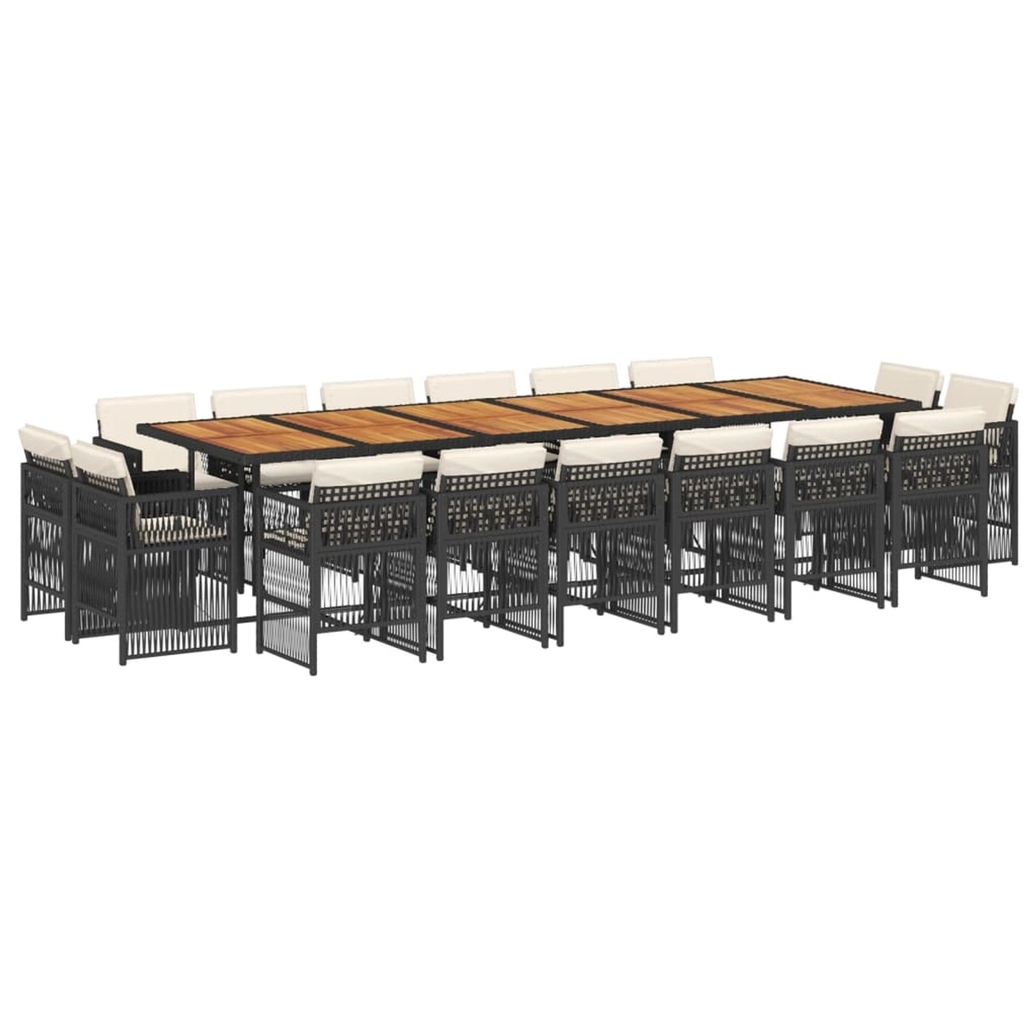 vidaXL 17-Tlg Garten-Essgruppe mit Kissen Schwarz Poly Rattan 3211071 günstig online kaufen