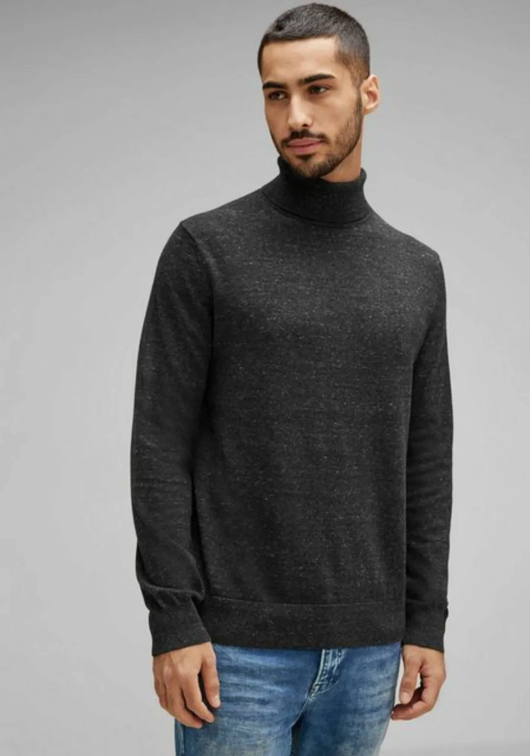 STREET ONE MEN Rollkragenpullover in melierter Optik günstig online kaufen