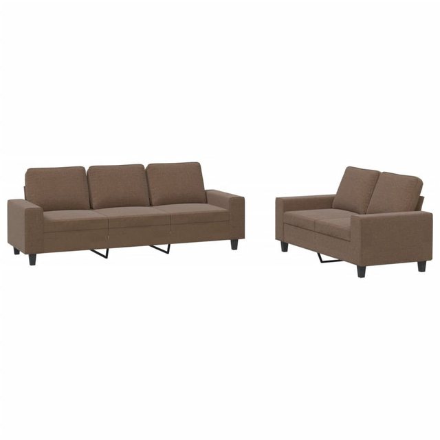 vidaXL Sofa Sofagarnitur Set mit Kissen Stoff, 2-tlg., Braun günstig online kaufen