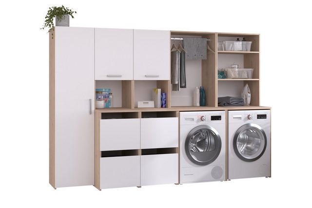 Parisot Mehrzweckschrank-Set Laundry 1, in Eiche Dekor / Weiss - 268x184x67 günstig online kaufen