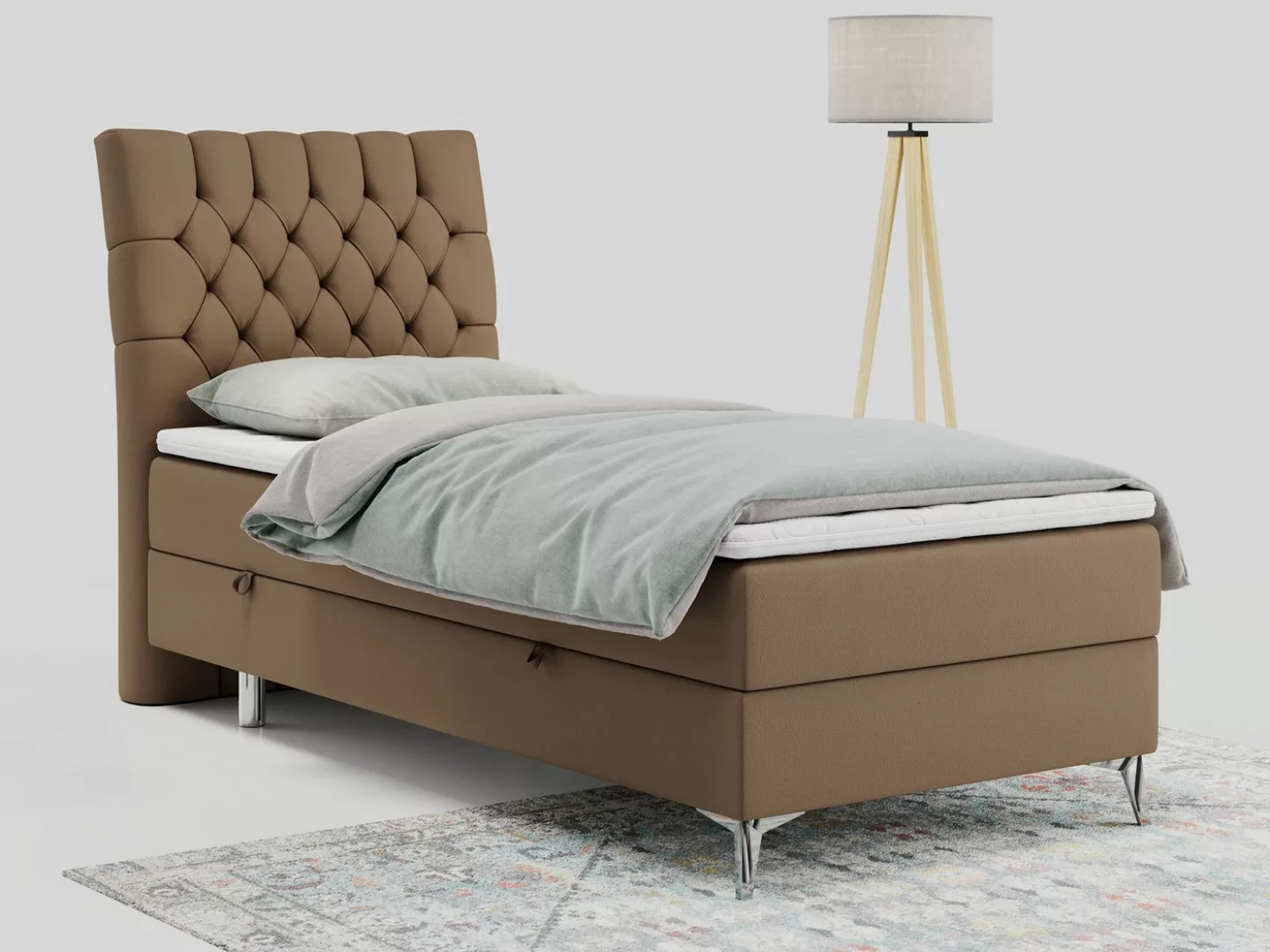 MKS MÖBEL Boxspringbett MILEN, Einzelbett 90x200, Polsterbett mit Multipock günstig online kaufen