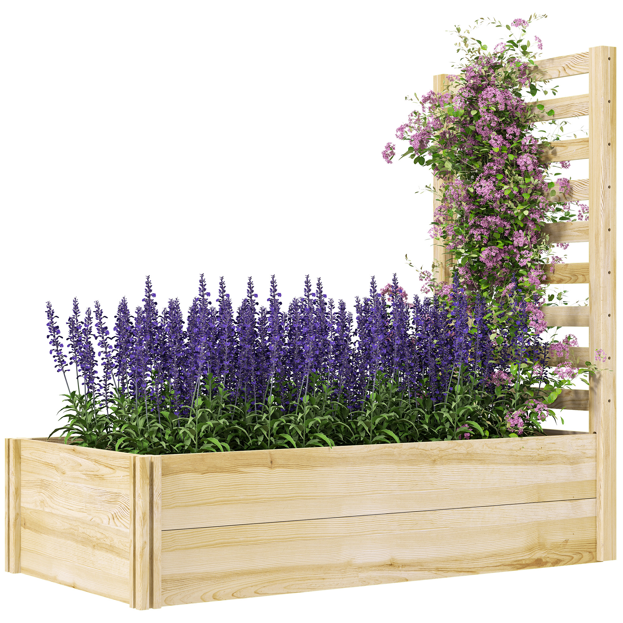Outsunny Quadratischer Blumenkasten aus Holz mit Rankgitter, Maße 115L x 60 günstig online kaufen