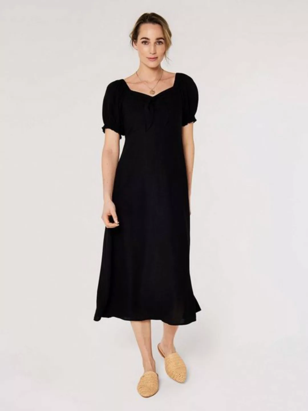 Apricot Midikleid Tie Detail Milkmaid Midaxi Dress, (1-tlg., ohne Gürtel) m günstig online kaufen