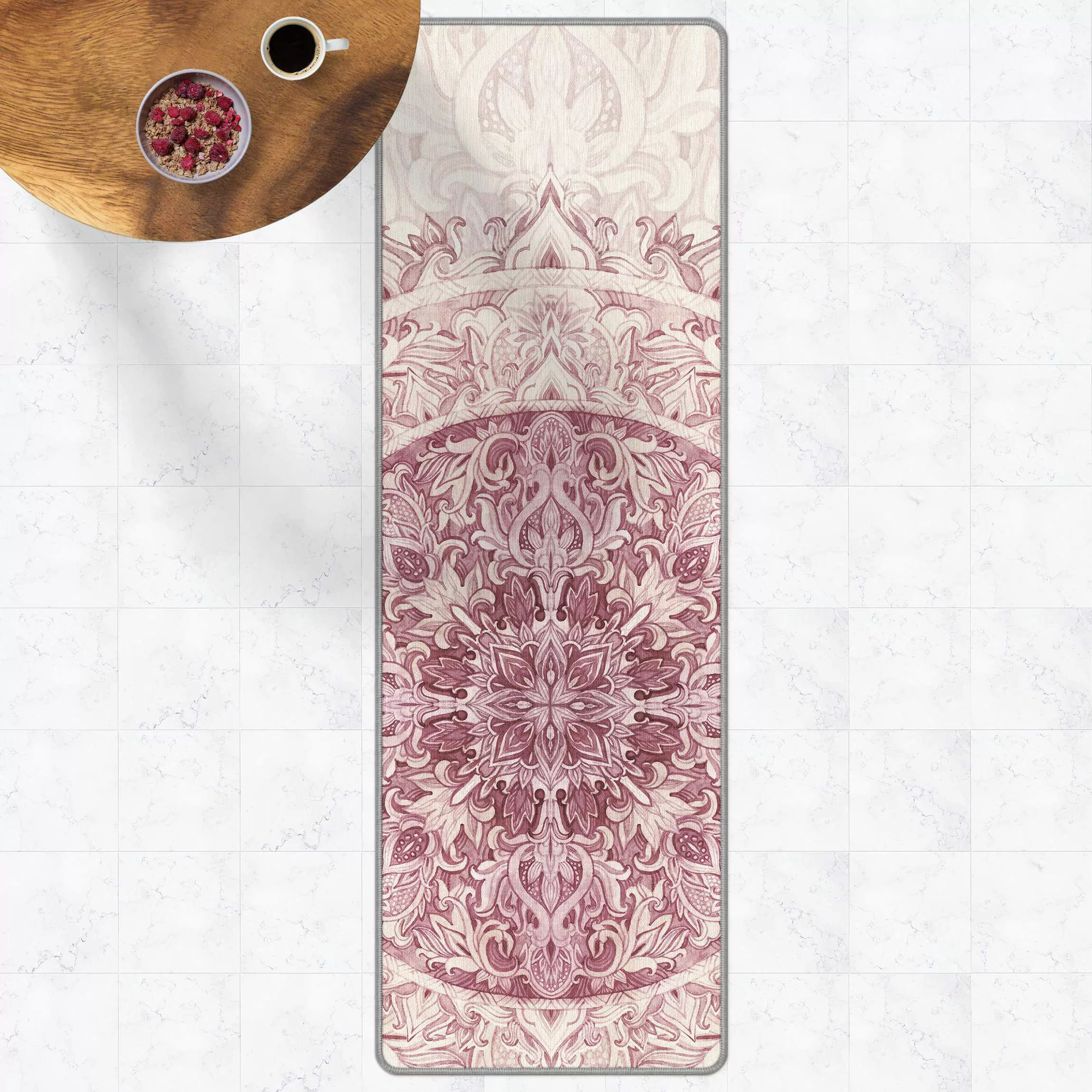 Teppich Mandala Aquarell Ornament rot günstig online kaufen