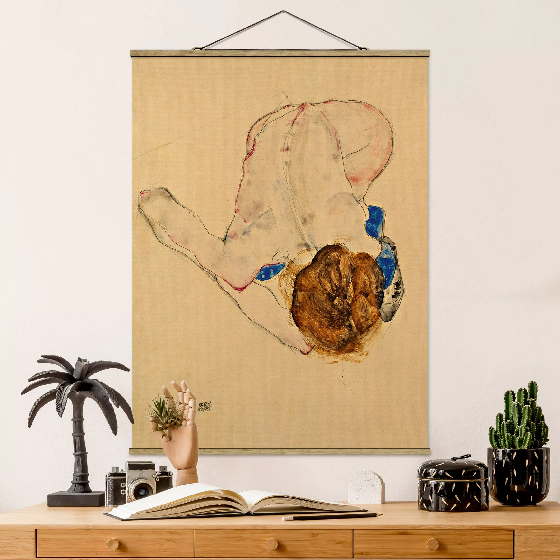 Stoffbild Kunstdruck mit Posterleisten - Hochformat Egon Schiele - Nach vor günstig online kaufen