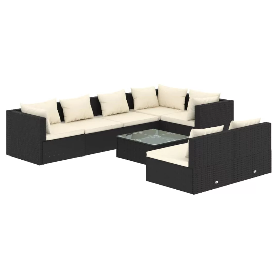 Vidaxl 8-tlg. Garten-lounge-set Mit Kissen Schwarz Poly Rattan günstig online kaufen