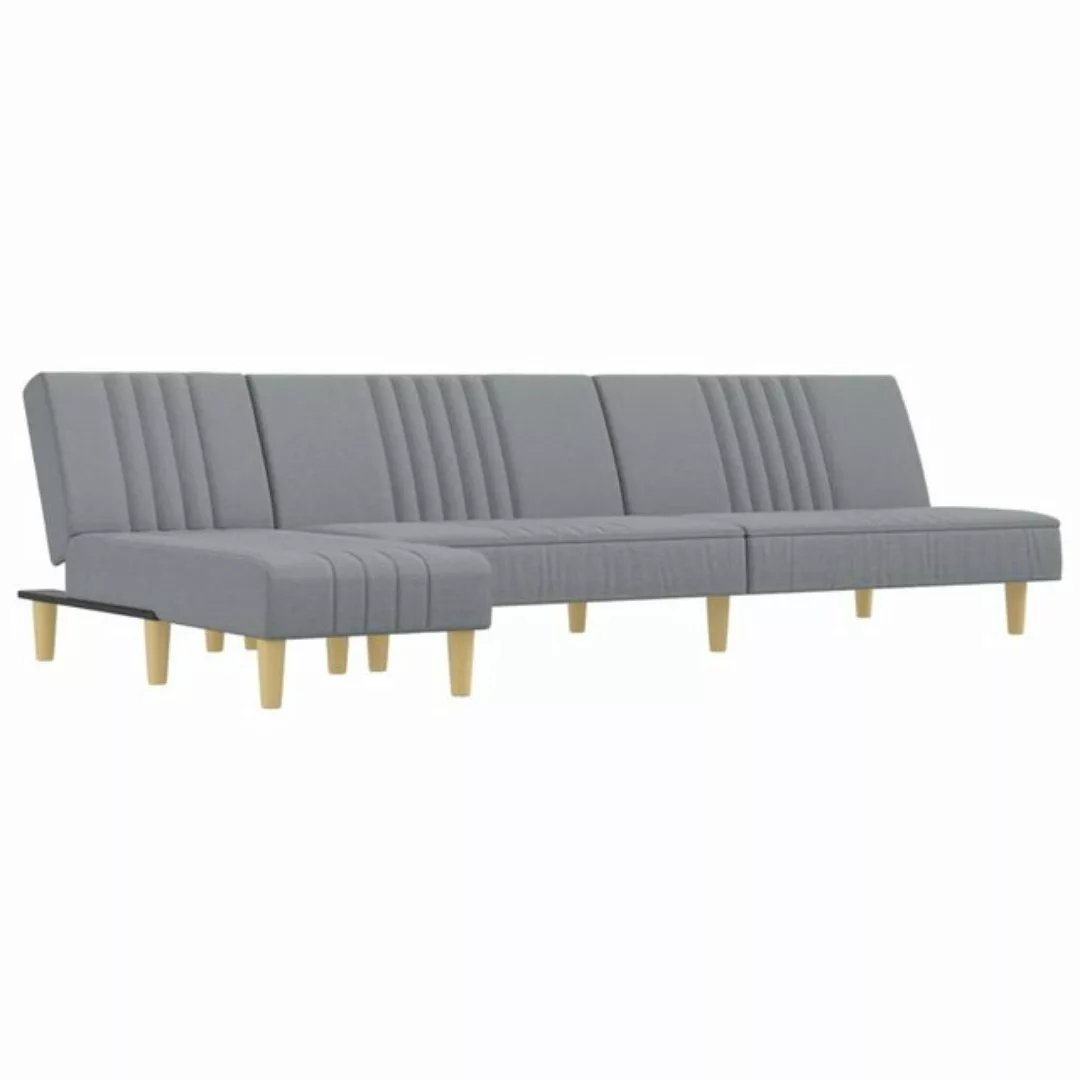 vidaXL Sofa Schlafsofa in L-Form Hellgrau 255x140x70 cm Stoff günstig online kaufen