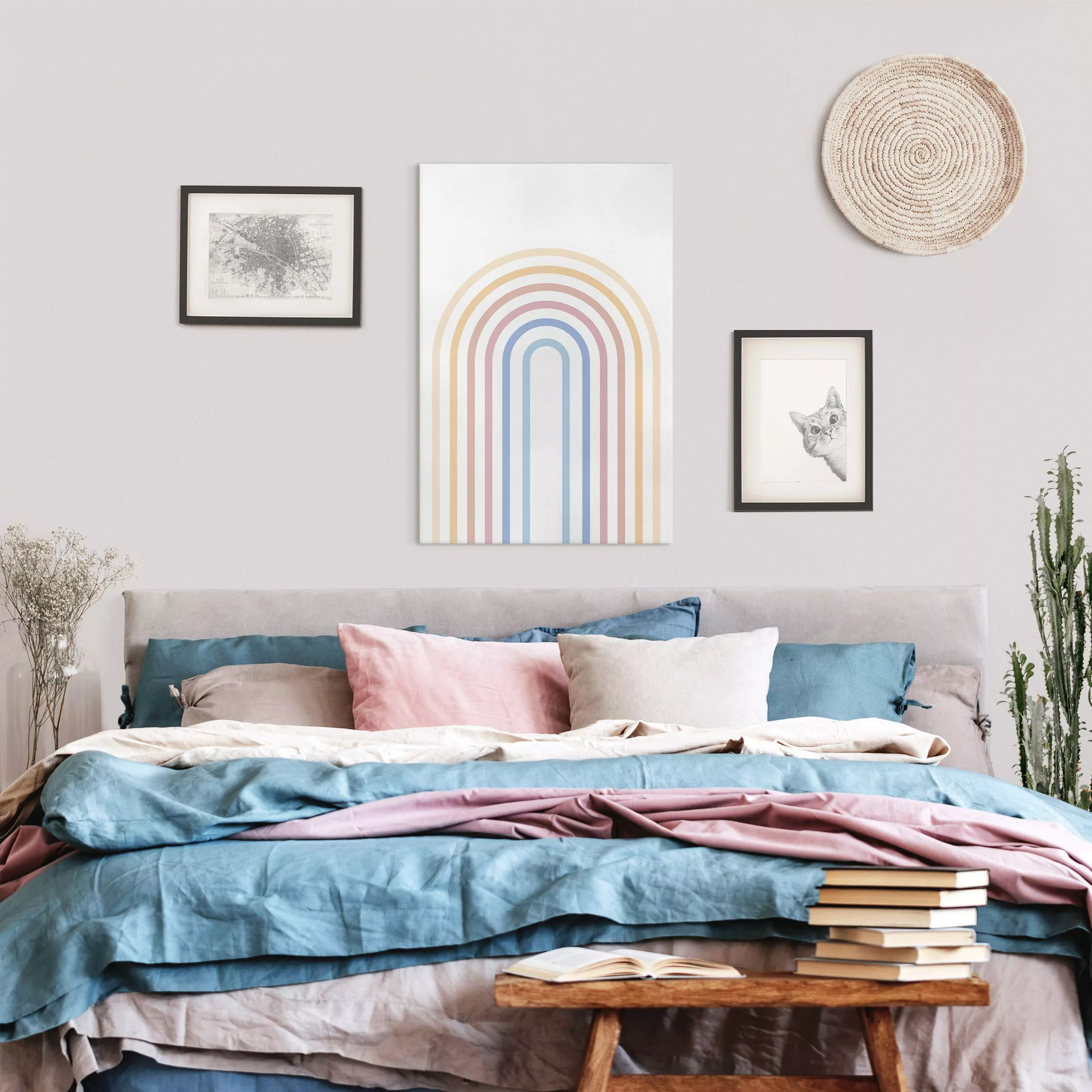 Leinwandbild Pastell Regenbogen günstig online kaufen