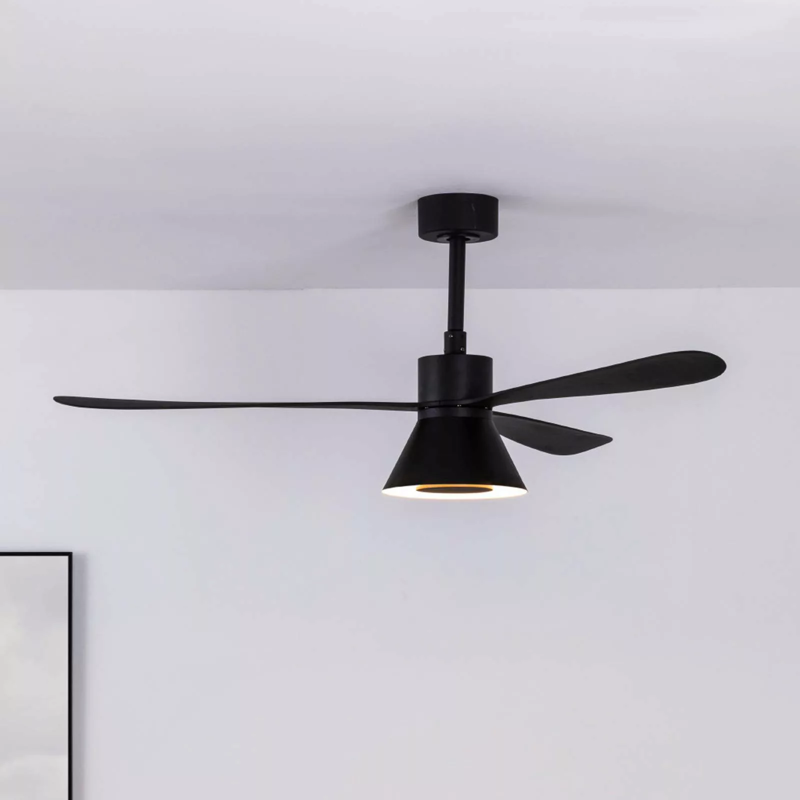 Deckenventilator Amelia Cone, LED-Leuchte, schwarz günstig online kaufen