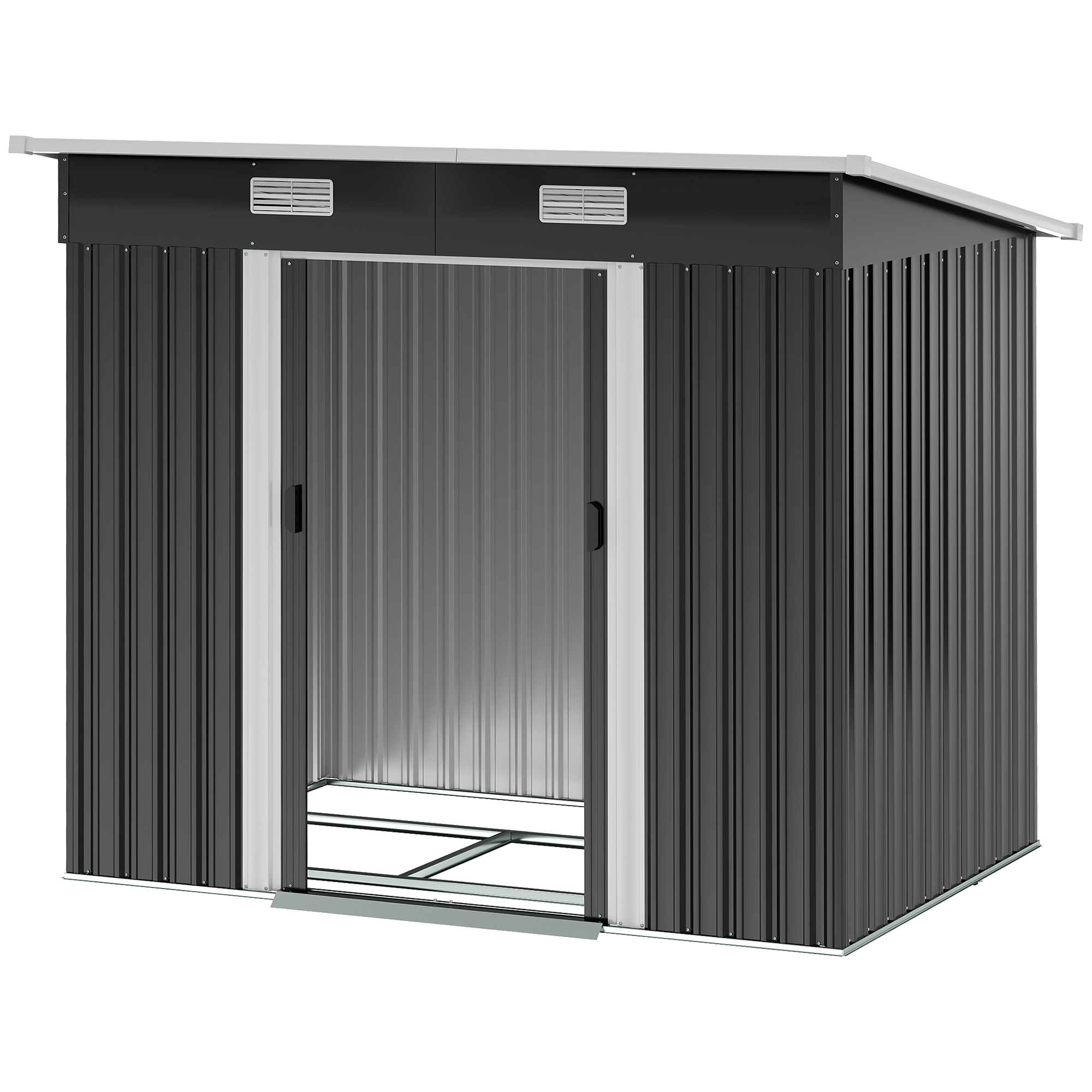 Outsunny Gerätehaus Metall 2,3 m² 207 x 130 x 182 cm Geräteschuppen mit Pul günstig online kaufen