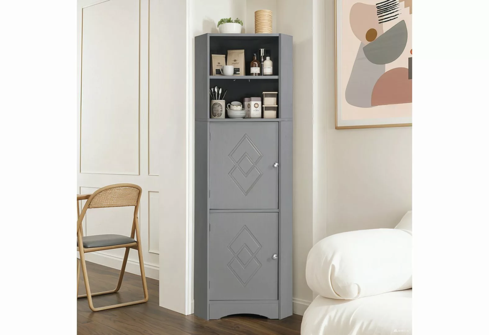 Merax Eckschrank mit Einlegböden,Badezimmerschrank,Badkommode,155cm günstig online kaufen